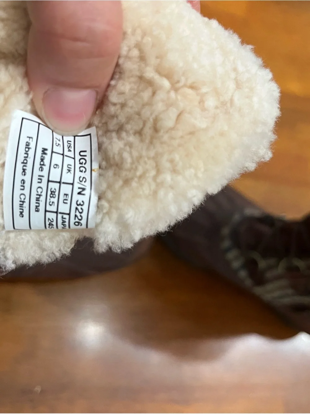 UGG Cream Shearling-Lined Boot Interior